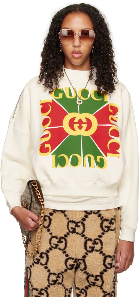 gucci off-white interlocking g sweatshirt|Cotton jersey zip sweatshirt with patch .